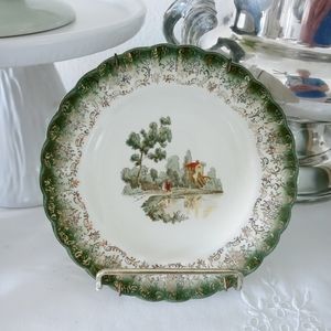 Cream and green Gold embossed Plate